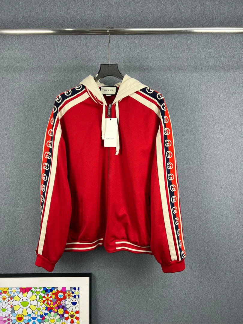 全新未使用 GUCCI/古驰 老花侧LOGO拉链夹克外套 XL码 全新A11309