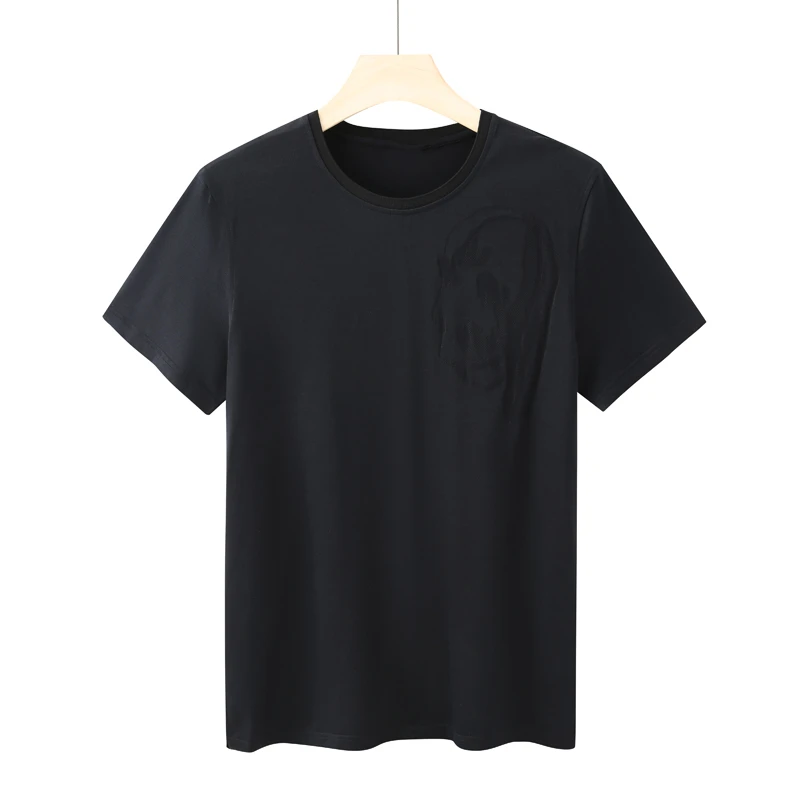 CA8 机场货 卡夏季男式短袖T恤 桑蚕丝圆领套头休闲商务上衣 黑色