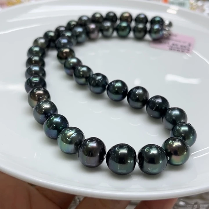 银S925镶嵌项链海水珍珠9-12mm42号