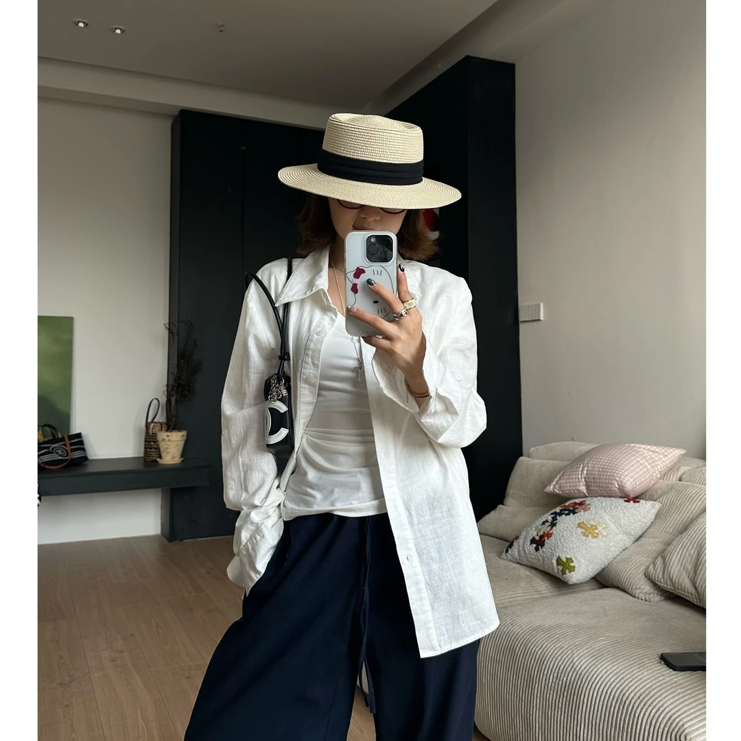 Our2【高级廓形麻衬衫】休闲百搭设计感衬衫【X5403】