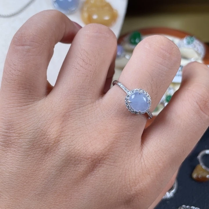 翡翠戒指银S925镶嵌戒指