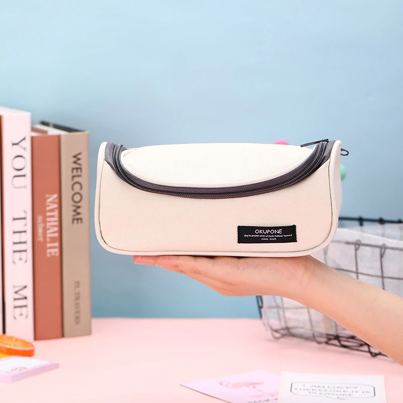 新款ins文具盒高级感大容量中小学生枕式冬瓜笔袋化妆包文具收纳