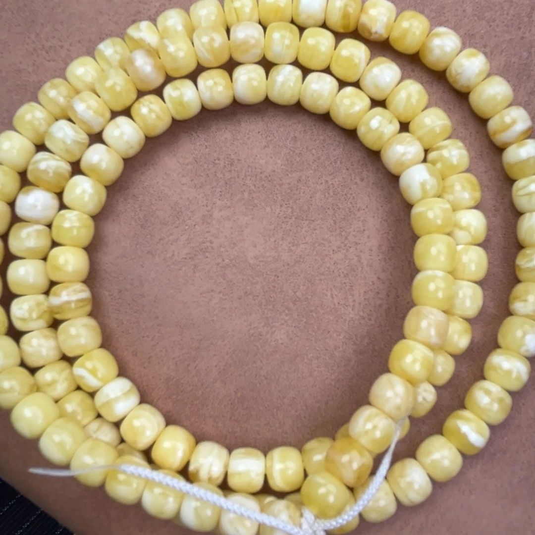 蜜蜡未镶嵌颈饰纯天然俄料瓷白花虎皮7.8*6.8