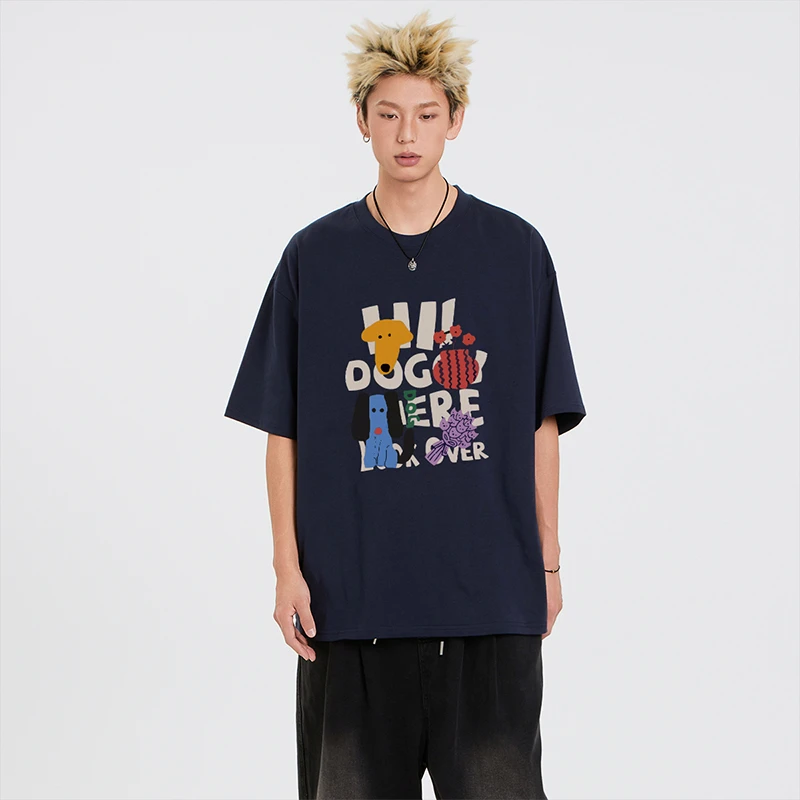 WAINOT潮牌280g重磅美式高街涂鸦风短袖T恤夏季宽松圆领上衣男女