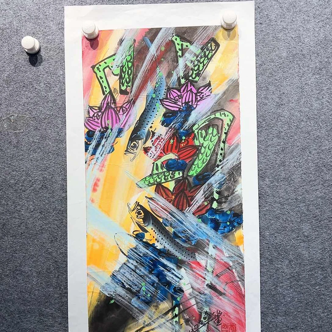 国画纯手绘画心原创