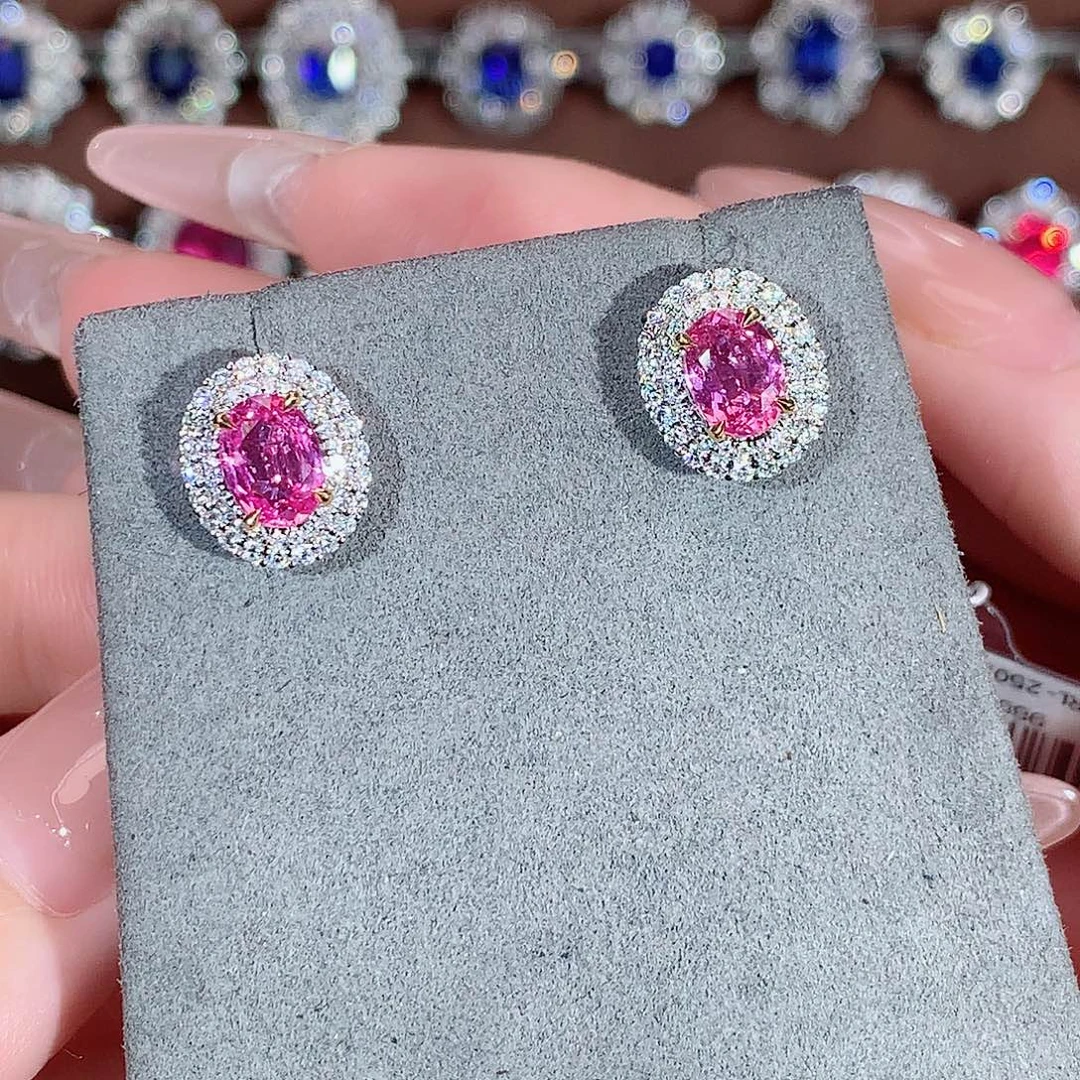 耳饰18K金镶嵌彩色蓝宝石1.84ct/天然宝石/七天无理由