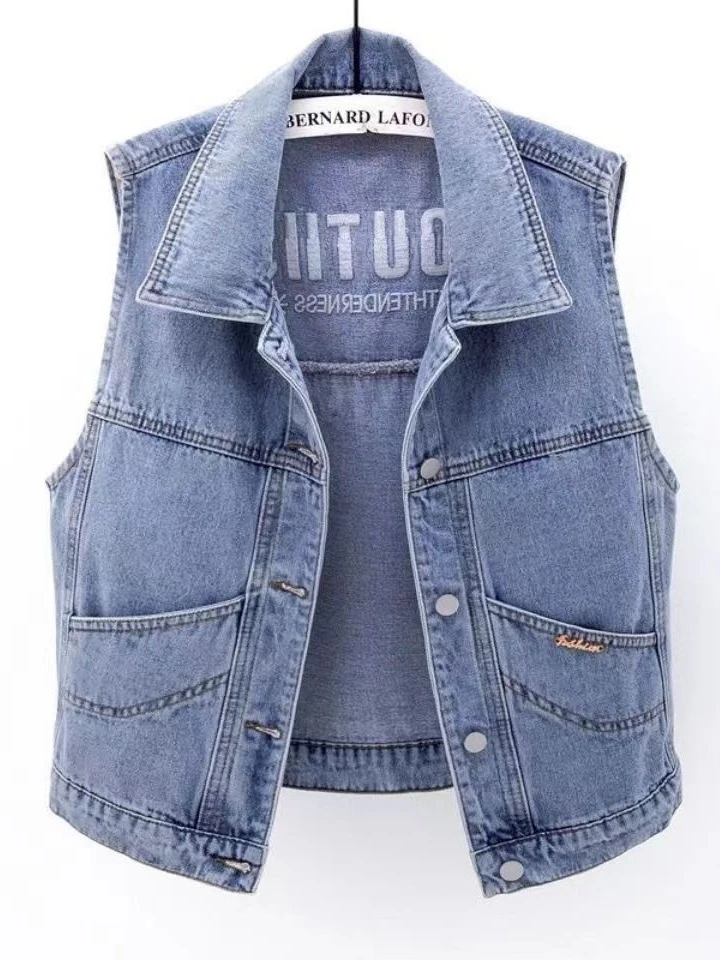 刺绣女马夹性感字母刺绣短款马甲时尚马甲大码外穿无袖上衣