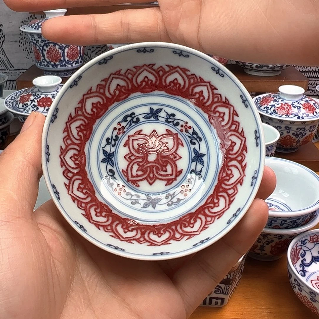 杯子青花釉里红普洱杯