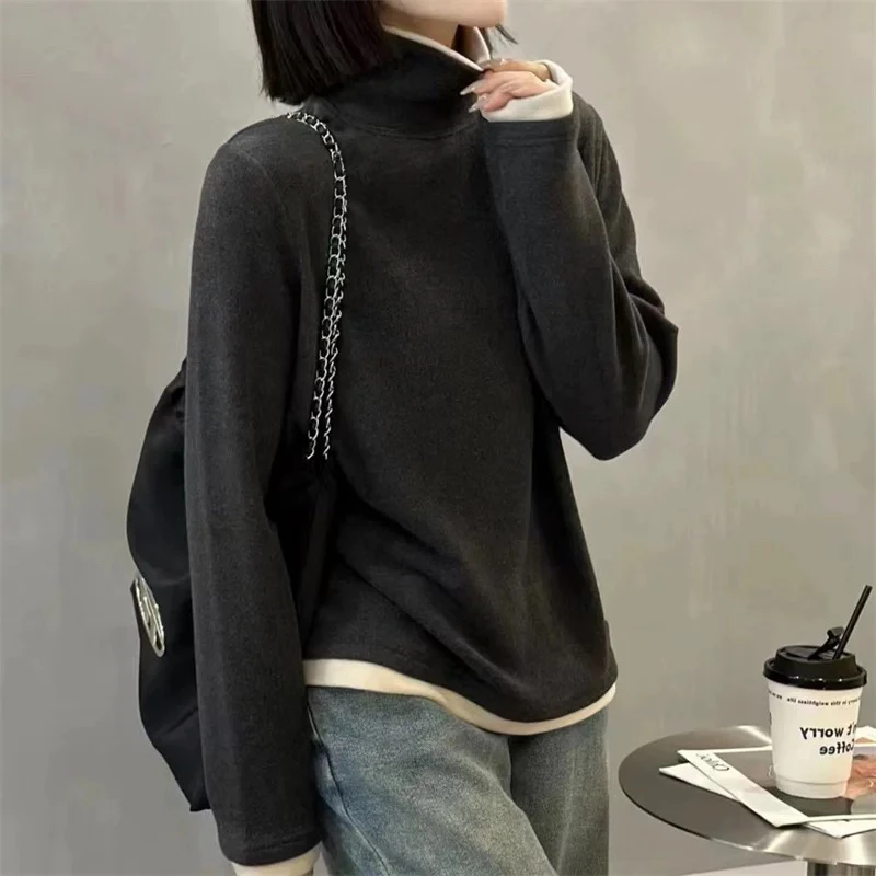 米蓝家名殿！巨好穿～高弹柔软双面德绒打底衫8929