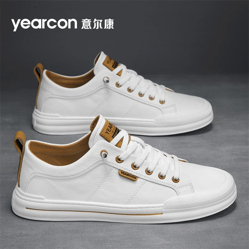 意尔康男鞋子官方正品高端上档次轻奢男平板鞋透气百搭休闲小白鞋