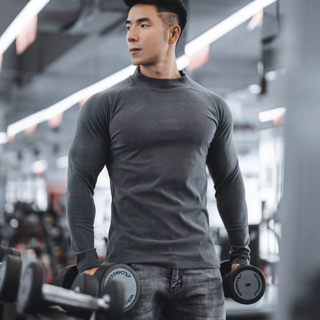 秋冬双面德绒保暖长袖春季单穿打底圆领T恤阳离子德绒长袖健身男