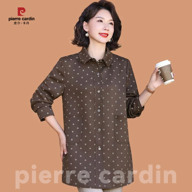 皮尔卡丹2025中老年妈妈装薄款女士外套春秋洋气时尚宽松大码衬衣