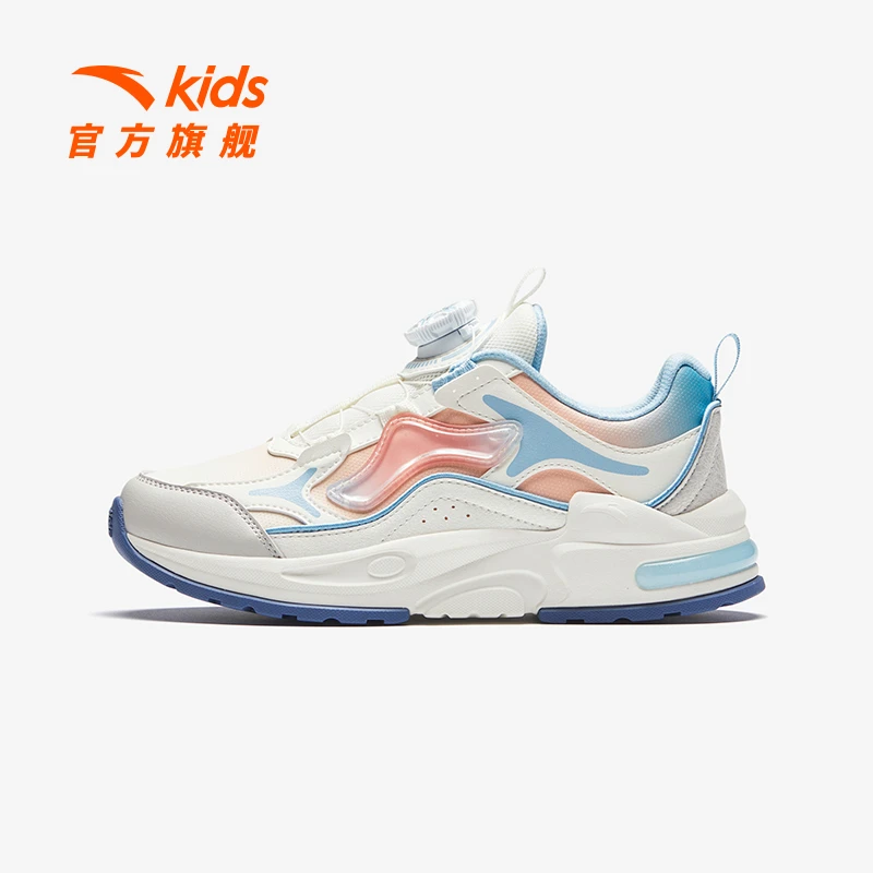 安踏儿童女大童休闲鞋四季款舒适防滑耐磨青少年旋钮休闲运动鞋子