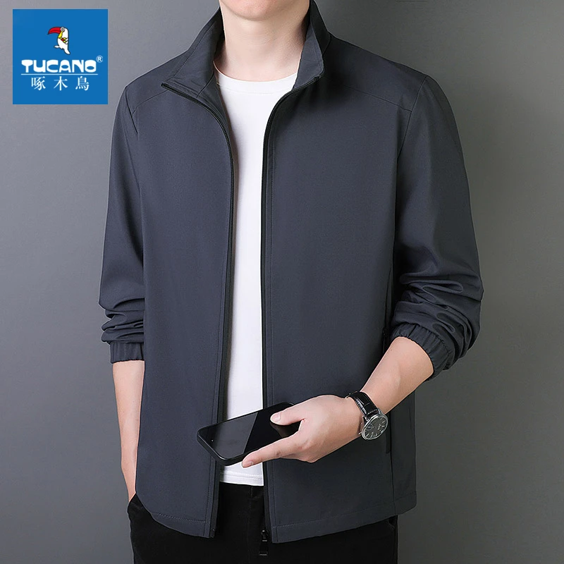 啄木鸟春装外套男士连帽冲锋夹克春秋季新款潮流百搭宽松工装上衣