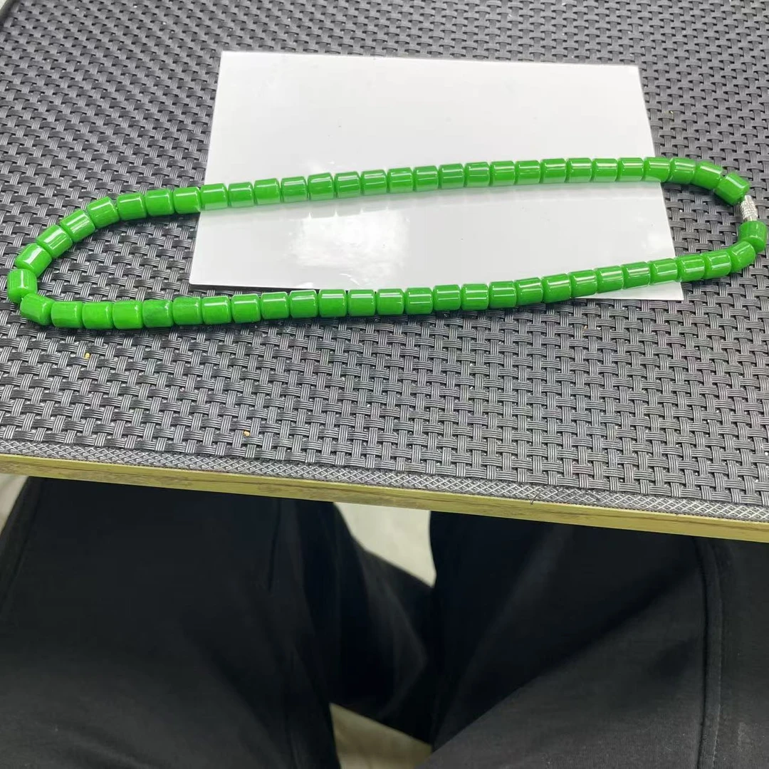 【大喜儿】深蜡绿8m桶珠项链-12WQ1251