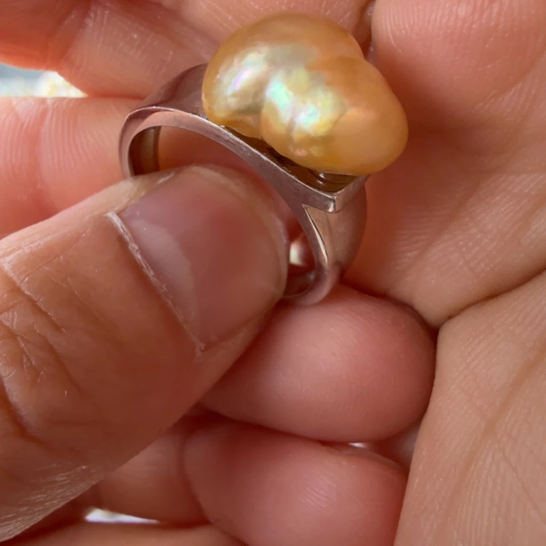 银S925镶嵌戒指海水珍珠