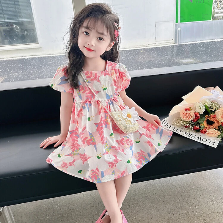 女童连衣裙夏季新款2025韩版洋气宝宝甜美花朵公主裙儿童时尚夏装
