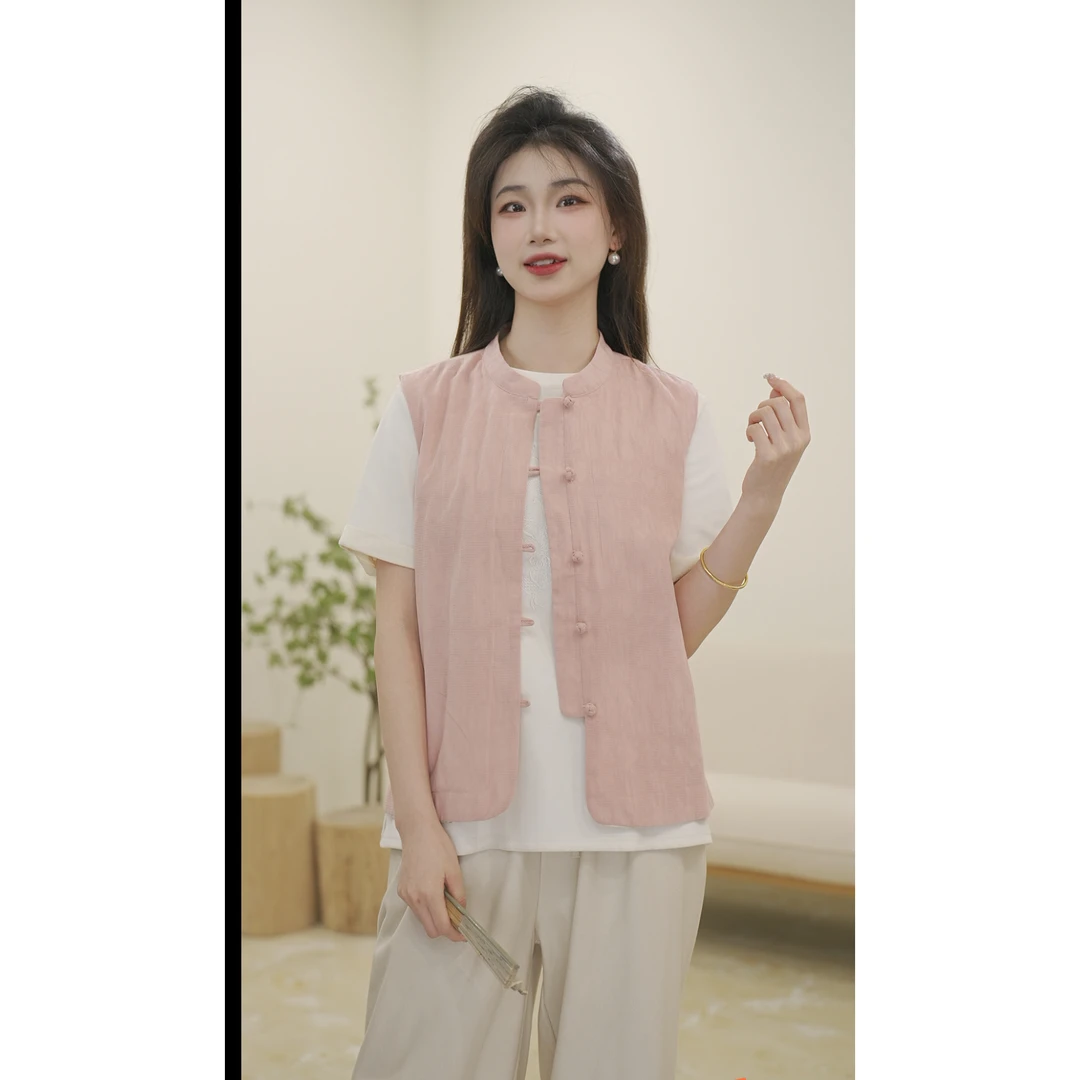 双面穿夏款马甲新中式手工盘扣马甲