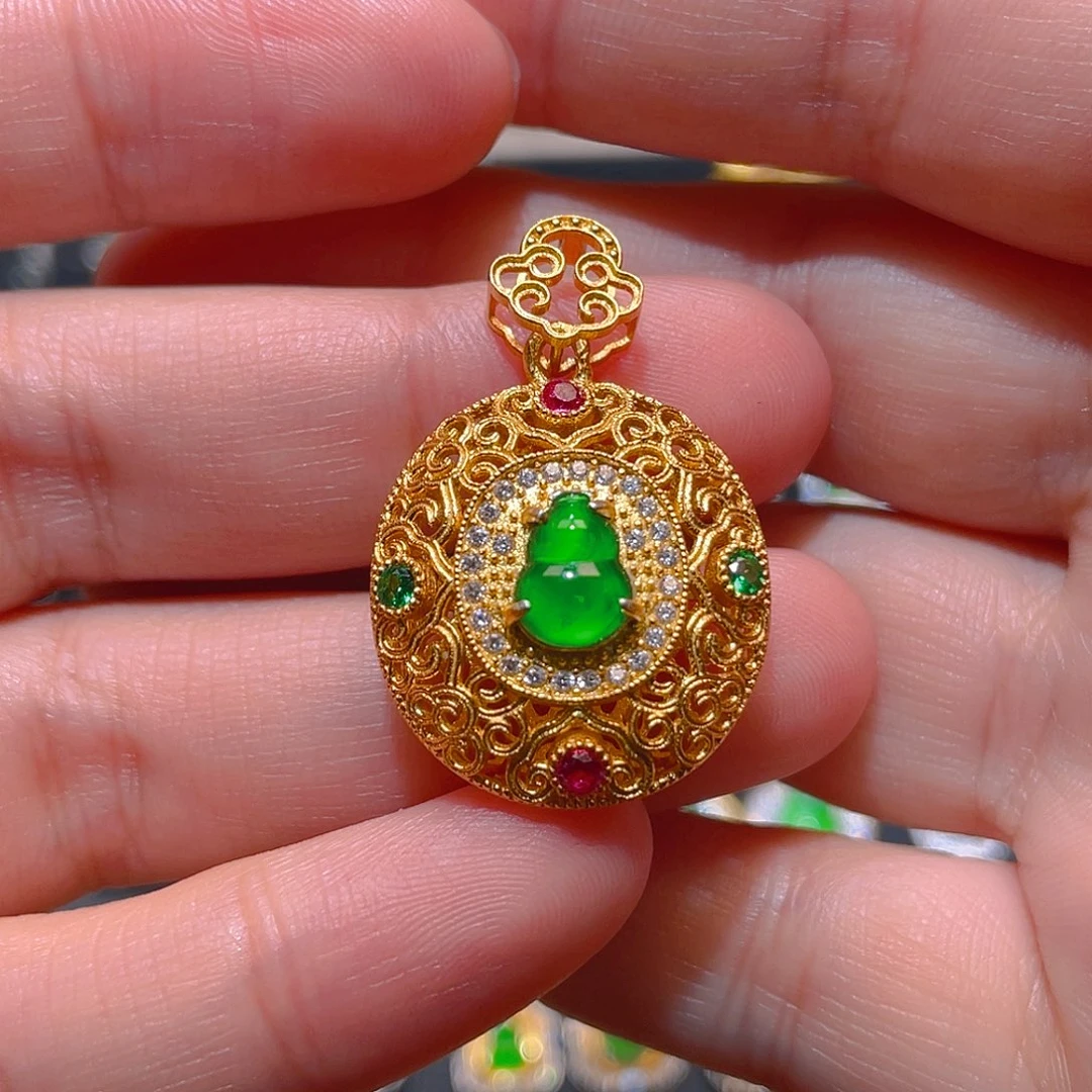 翡翠银S925镶嵌吊坠(不含链)