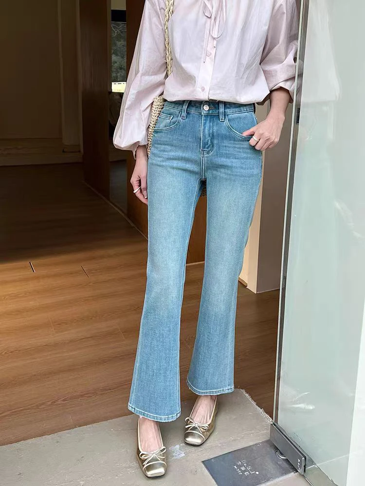 M.Duo【98168】2025时尚百搭显瘦气质九分微喇牛仔裤