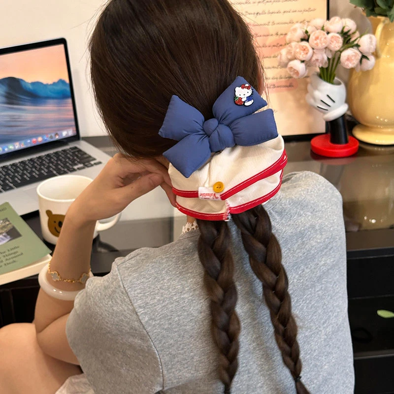 可爱蝴蝶结Kitty猫大肠发圈女韩系高级感扎头发低马尾头花发绳