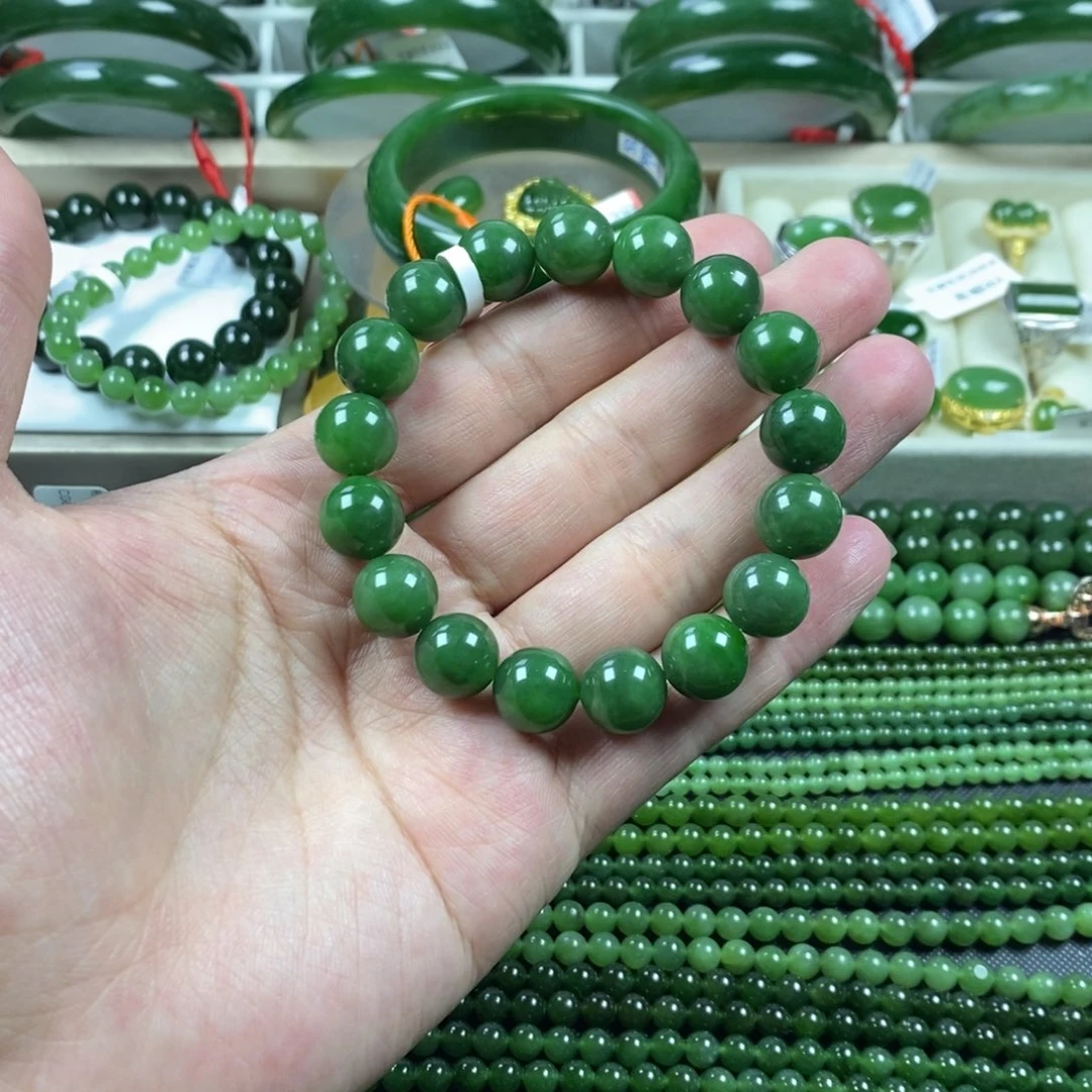 和田玉（碧玉）手串未镶嵌卡12