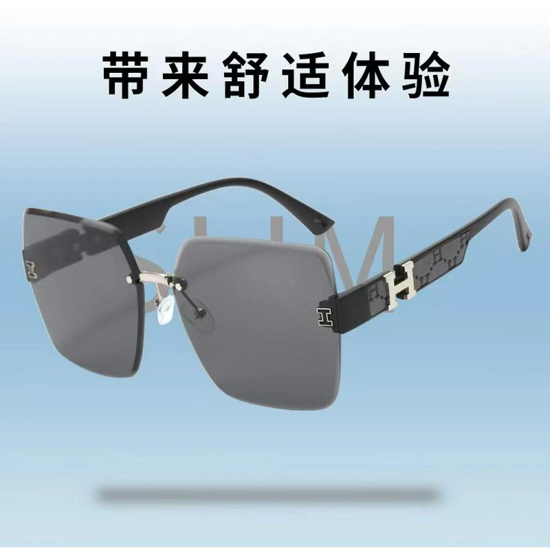 2023新款ins太阳镜女无框墨镜女开车防紫外线大脸显瘦太阳眼镜女