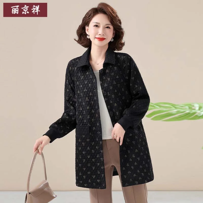 妈妈装外套春季洋气大码2025新款50岁中老年女春秋薄款风衣中长款