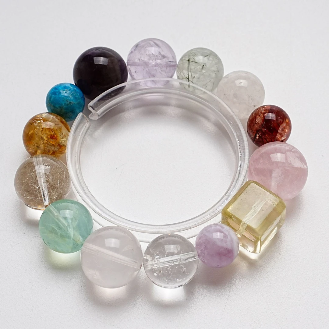 【空城旋舞】天然红胶花水晶手串女款时尚显白绿萤石冰粉手链