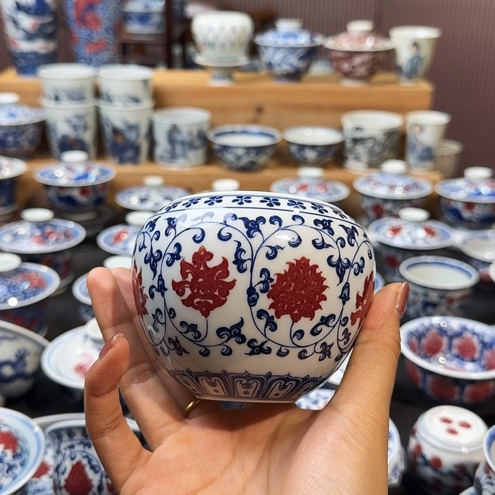 缠枝莲风水缸水洗