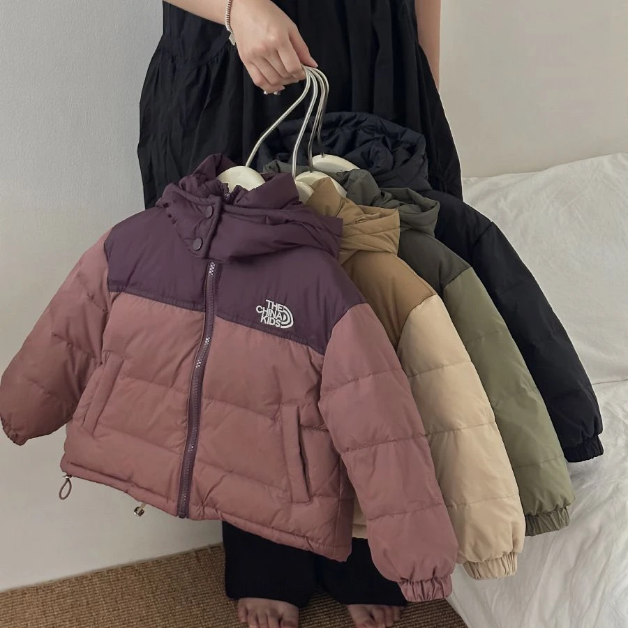 爱依服【清仓】秋冬新款儿童保暖外套男女童休闲可拆连帽童装羽丝绒