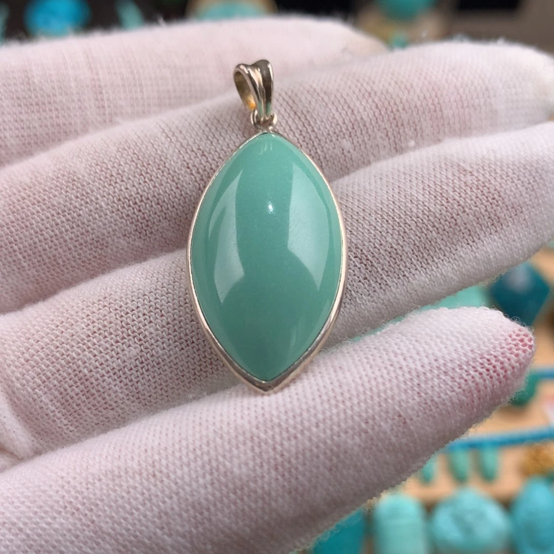 绿松石银S925镶嵌吊坠