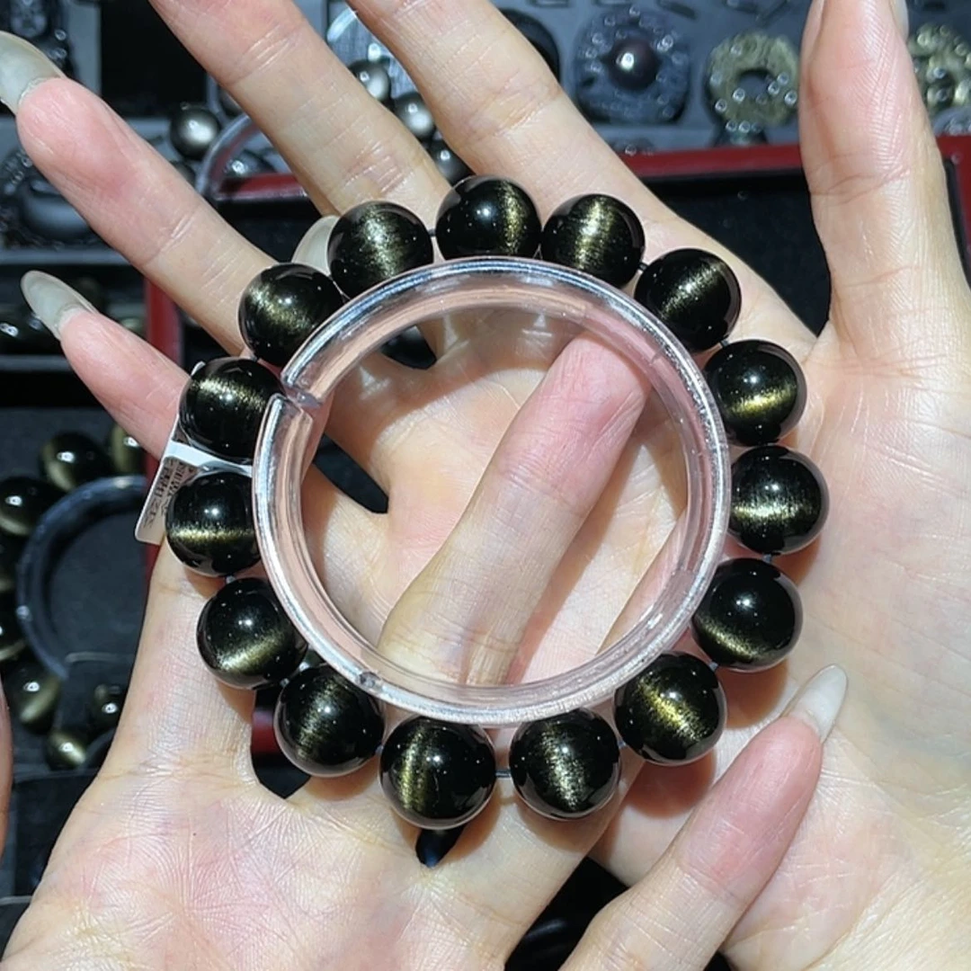 【闪购商品】未镶嵌黑曜岩手链金*