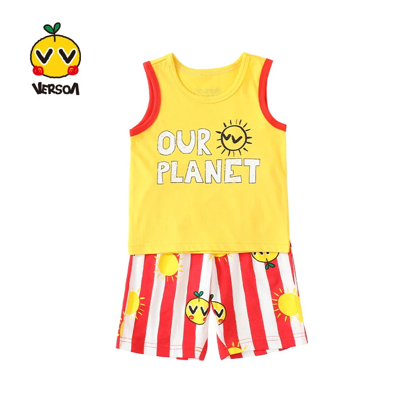 2024韩国潮牌新品时尚男女童同款撞色拼接背心短裤套装合集