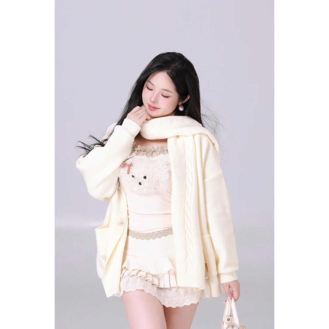 618清清MengFairy【软软甜心】温柔简约柔软气质显瘦毛衣外套3963M