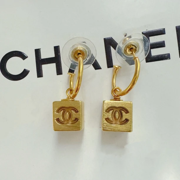 95新 Chanel/香奈儿 Chanel vintage香奈儿中古方块耳钩