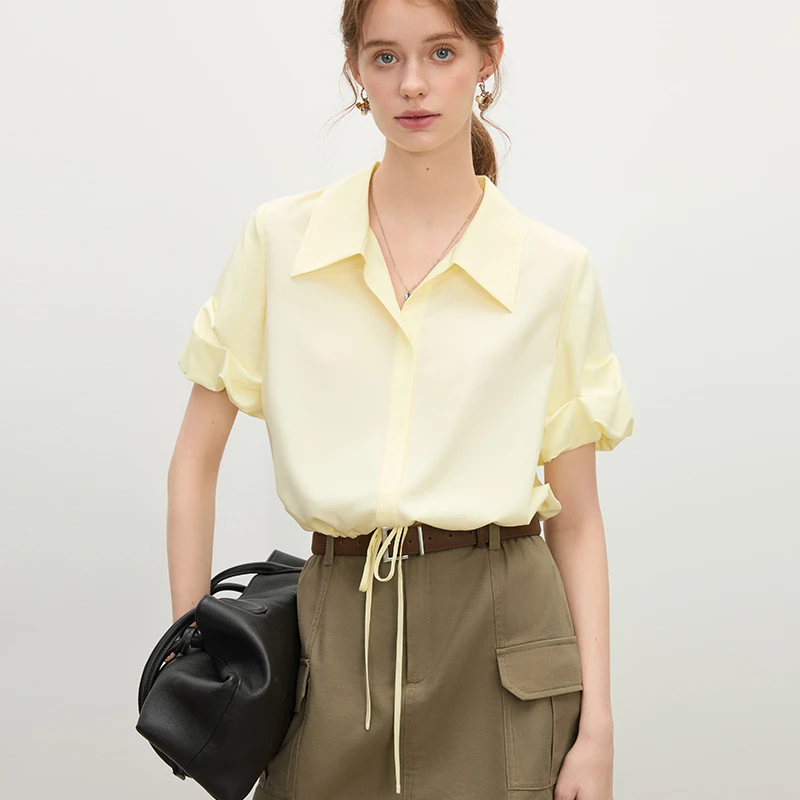 【CC专属】衬衫v领花苞袖上衣25FS12396