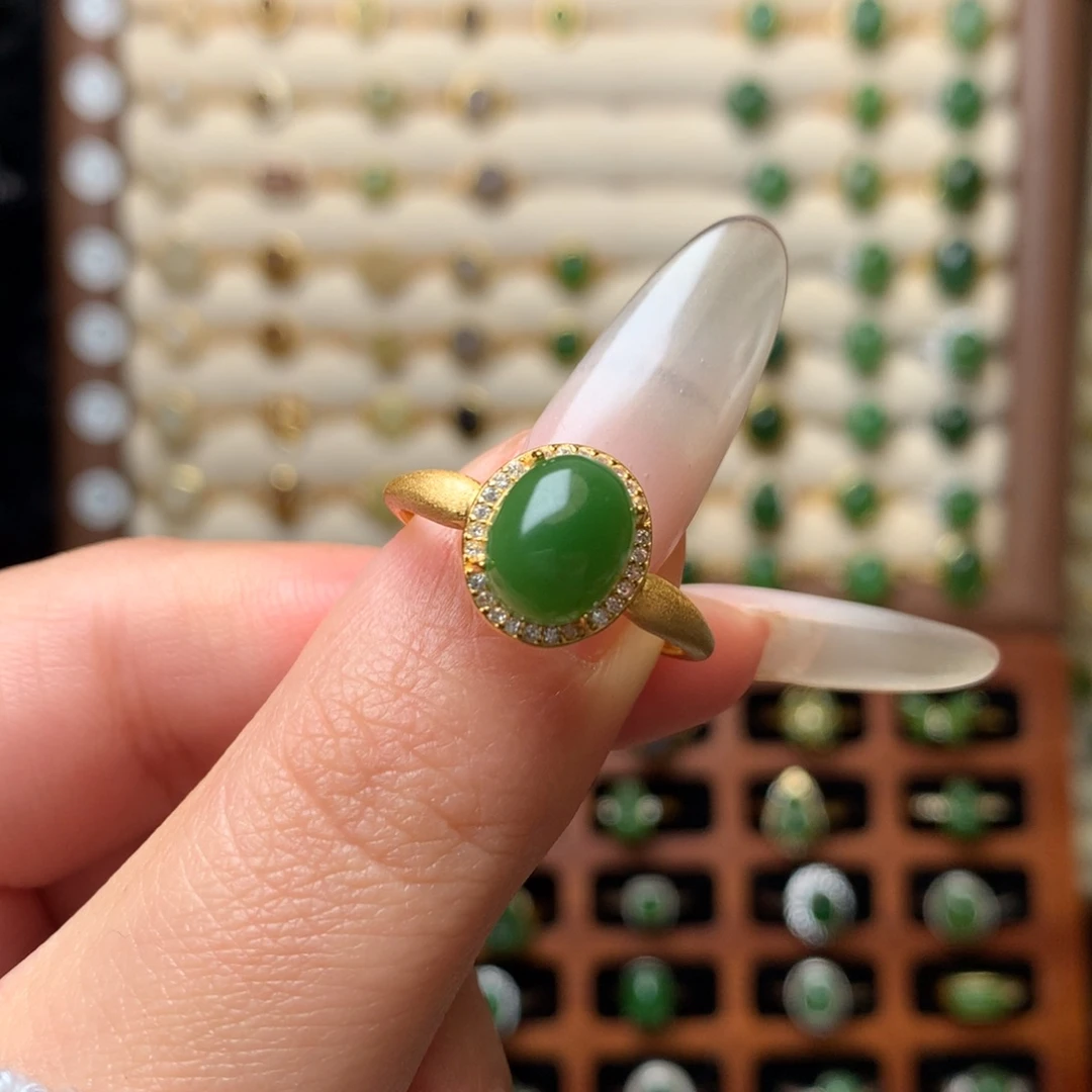 和田玉银S925镶嵌戒指