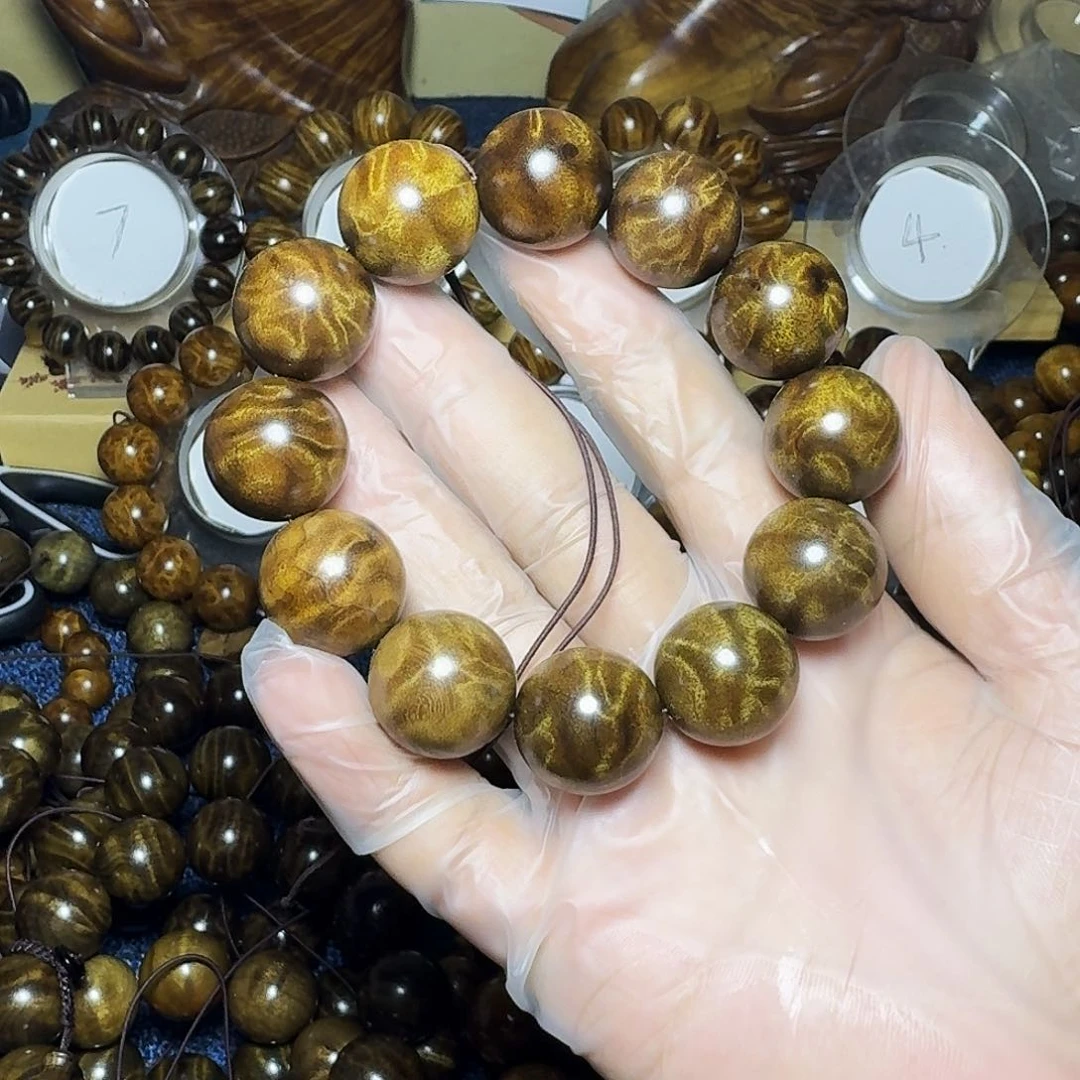 笨***飞金丝楠手串/手链黑金龙胆