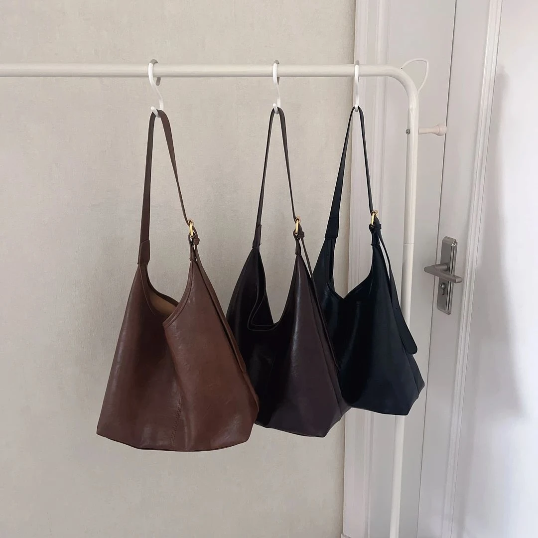 秋冬大容量软皮托特包高级感韩版2025新款通勤简约单肩斜挎包