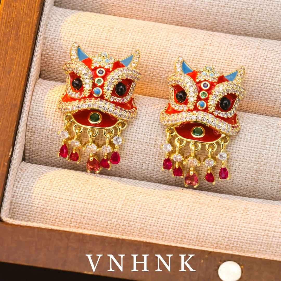 铜合金合成锆石耳饰 美可儿    N128    彩色时尚中国风耳环预售