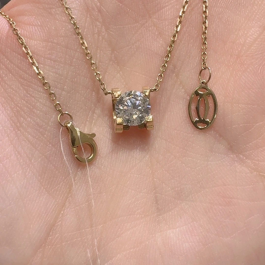 18K金镶嵌颈饰实验室培育钻石牛头1克拉k黄项链重金3.4g