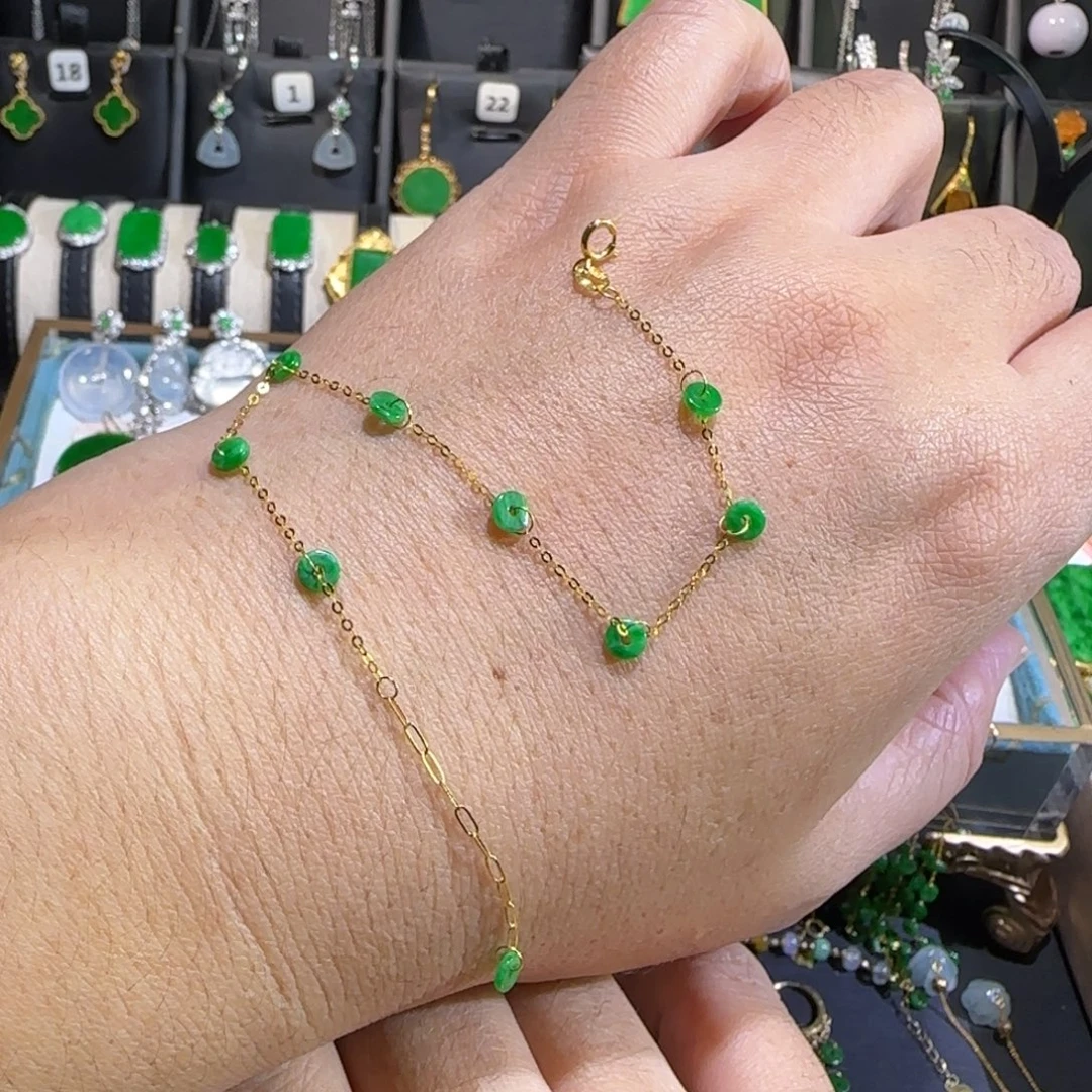 翡翠18K金镶嵌颈饰手链