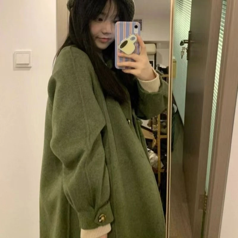 145小个子加厚百搭宽松毛呢大衣女秋冬高级感赫本风长款呢子外套