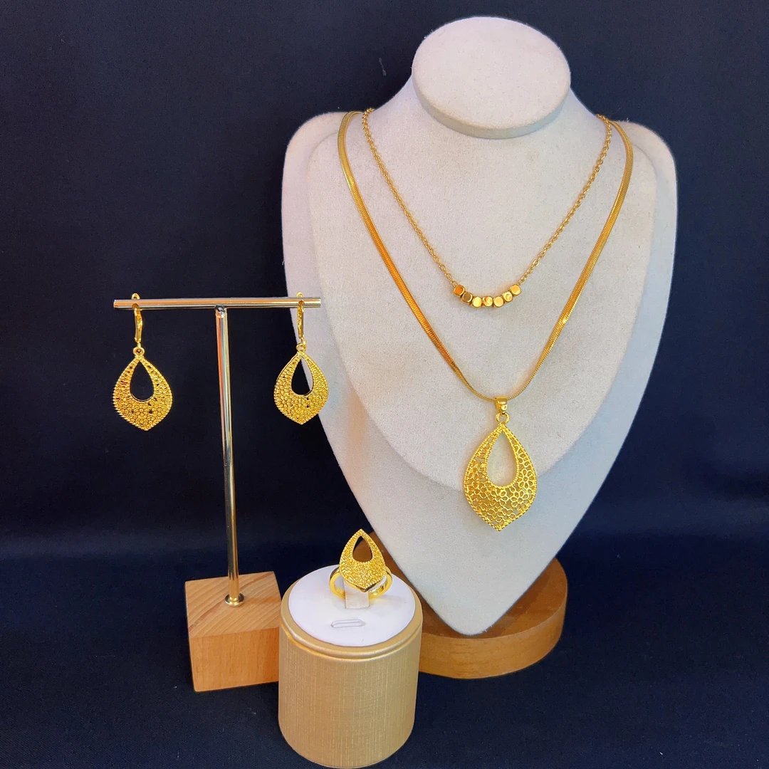 铜合金项链 哈尼西牧时尚百搭华丽三件套#0007981