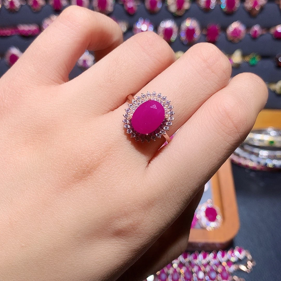 红宝石戒指银S925镶嵌