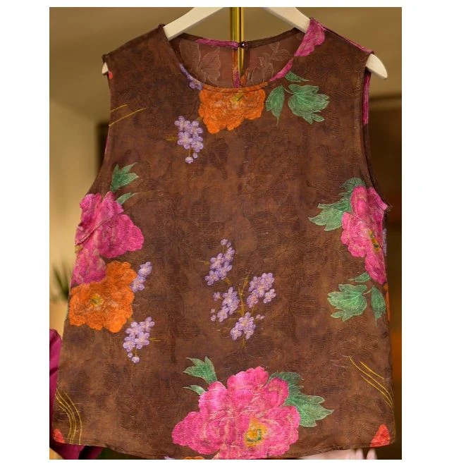 神花<<非遗美学>>118新中式国风印花双面穿修身无袖背心