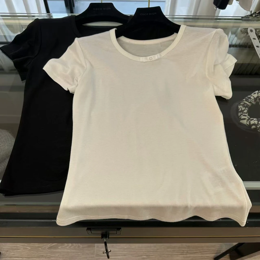 2025年烫钻弹力针织上衣T恤cc