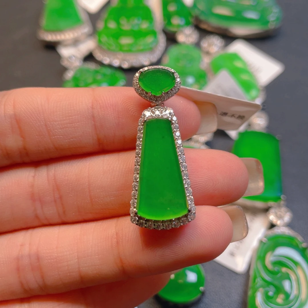 翡翠银S925镶嵌吊坠(不含链)