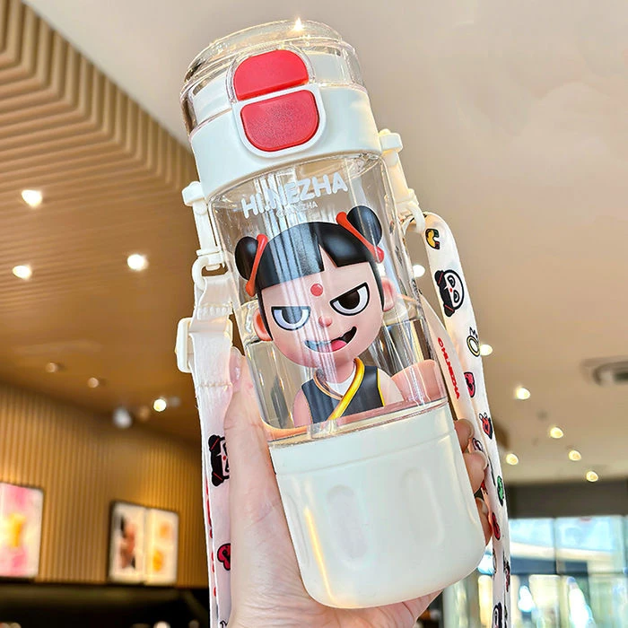 哪吒儿童水杯学生上学专用双饮杯2025新款夏季塑料杯tritan耐高温